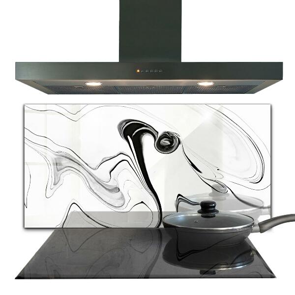 Hob splashback White marble black lines