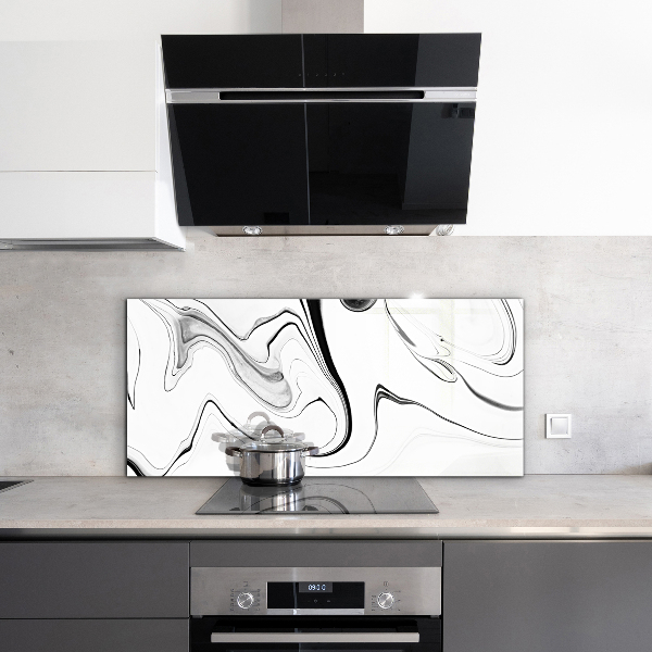 Hob splashback White marble black lines