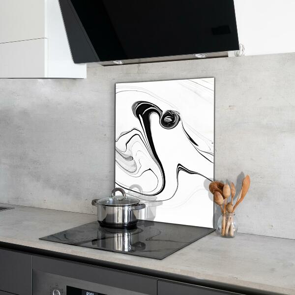 Hob splashback White marble black lines