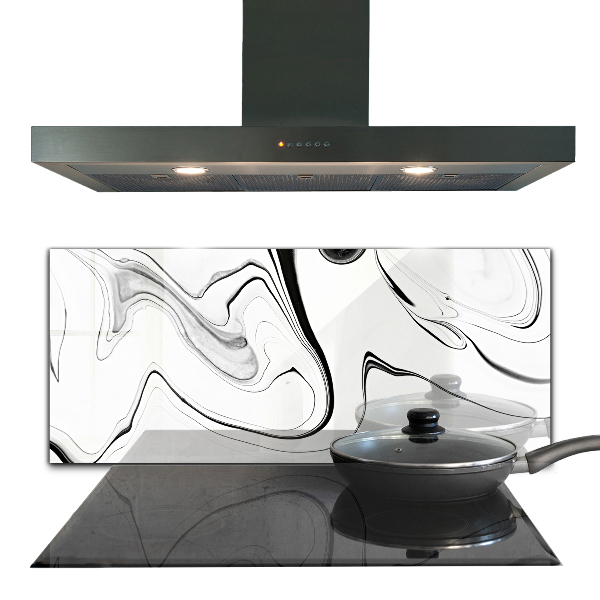 Hob splashback White marble black lines