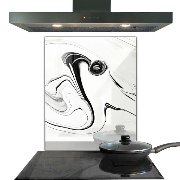 Hob splashback White marble black lines