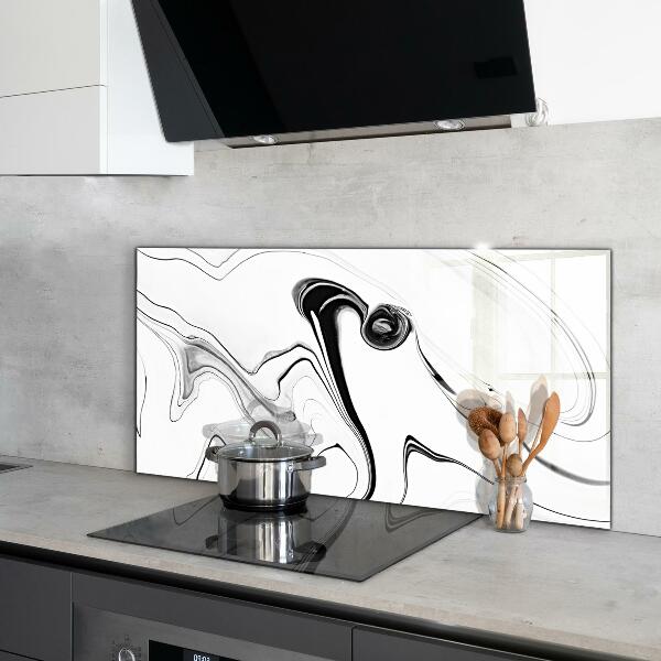 Hob splashback White marble black lines