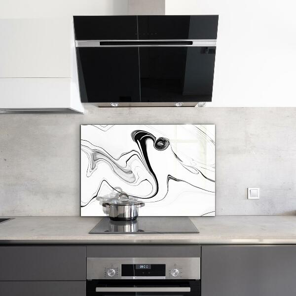 Hob splashback White marble black lines