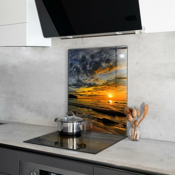 Kitchen glass panel Sunset by the sea