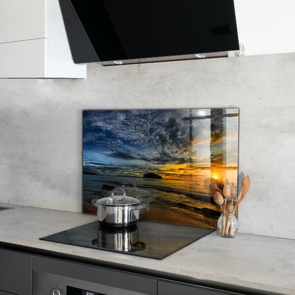 Kitchen glass panel Sunset by the sea