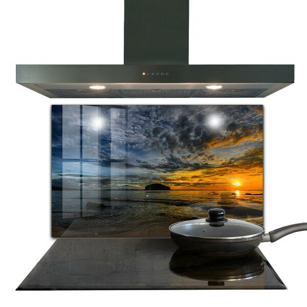 Kitchen glass panel Sunset by the sea