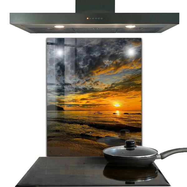 Kitchen glass panel Sunset by the sea