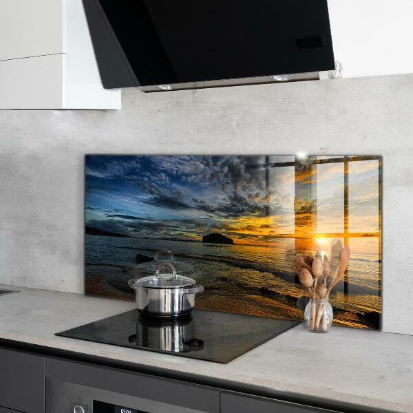 Kitchen glass panel Sunset by the sea