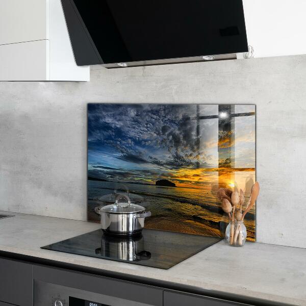 Kitchen glass panel Sunset by the sea