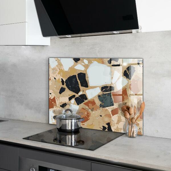 Kitchen glass panel Terrazzo natural stone