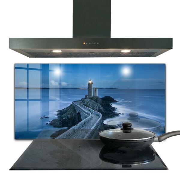 Kitchen glass panel Lighthouse at dusk