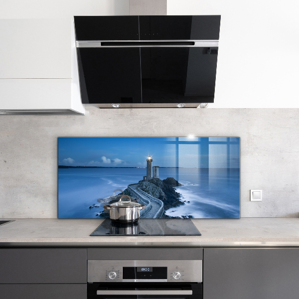 Kitchen glass panel Lighthouse at dusk