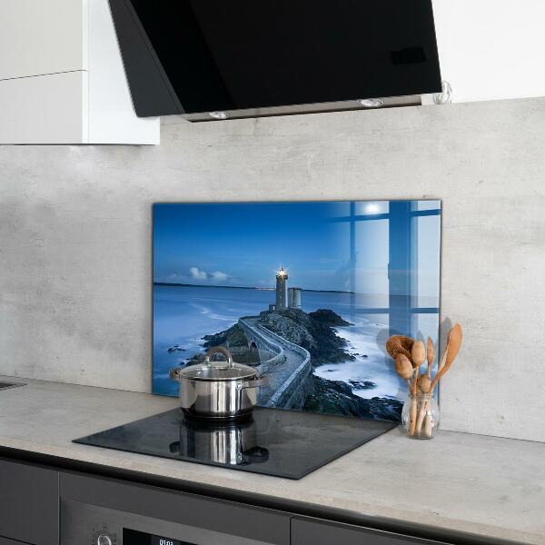 Kitchen glass panel Lighthouse at dusk