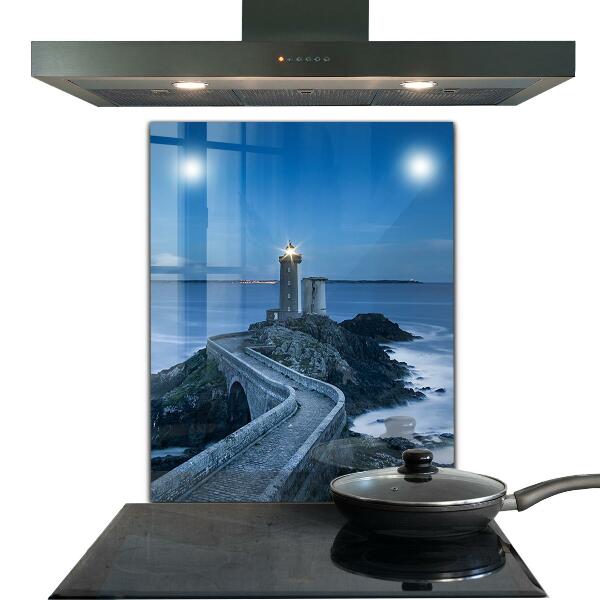 Kitchen glass panel Lighthouse at dusk
