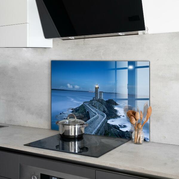 Kitchen glass panel Lighthouse at dusk
