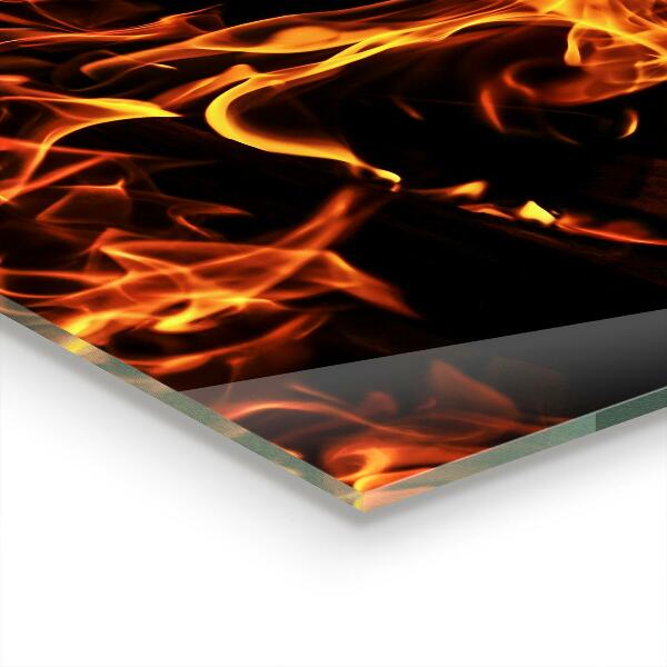 Oven splashback Hot flames of a campfire