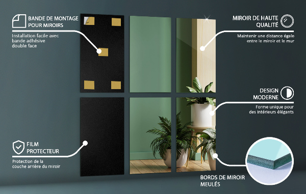 Self adhesive mirror tiles 6 pcs 12x8 in (6 pcs 30x20 cm)