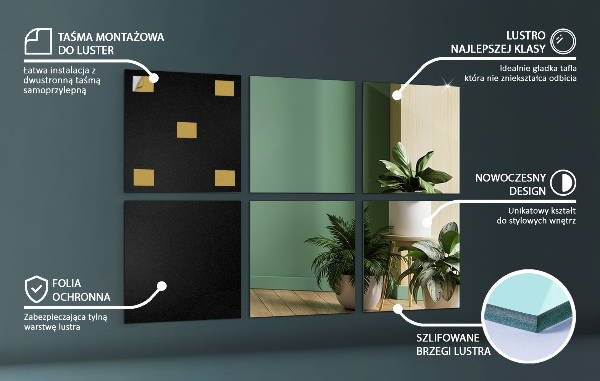 Self adhesive mirror squares 6 pcs 12x12 in (6 pcs 30x30 cm)