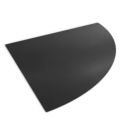 Quarter-circle black steel fireplace hearth pad 39x39 in