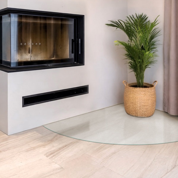 Corner glass hearth translucent 39x39 in (100x100 cm)