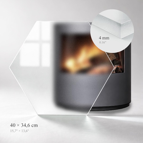 Hexagonal translucent wood stove pad h15 in (h 40 cm)