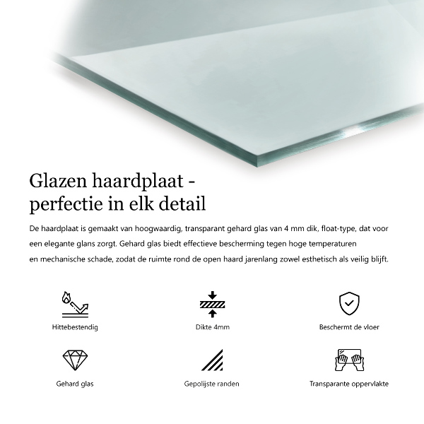 Glass wood burner hearth 20x20 in (50x50 cm)