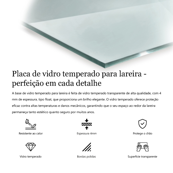 Glass wood burner hearth 24x24 in (60x60 cm)