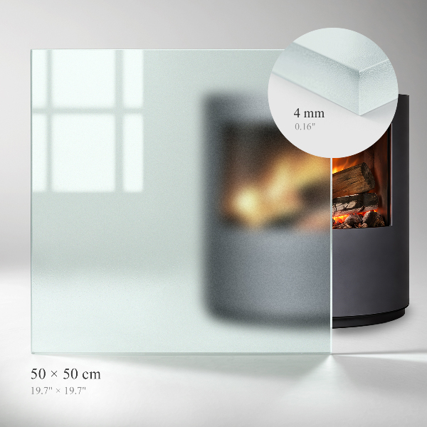 Square translucent glass fire hearth 19x19 in (50x50 cm)