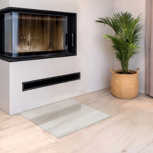 Square translucent glass fire hearth 23x23 in (60x60 cm)