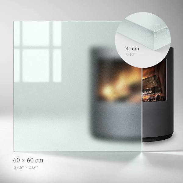 Square translucent glass fire hearth 23x23 in (60x60 cm)
