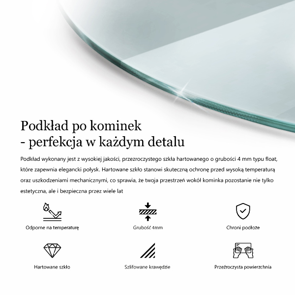 Glass hearth 39x39 in (100x100 cm)