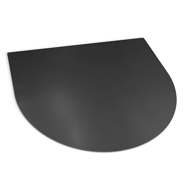 Semi-circular black steel fireplace hearth pad 39x39 in
