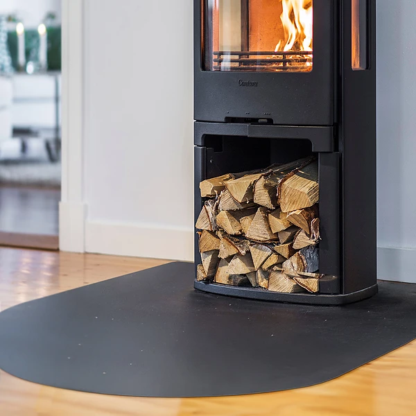 Semi-circular black steel fireplace hearth plate 31x27 inches