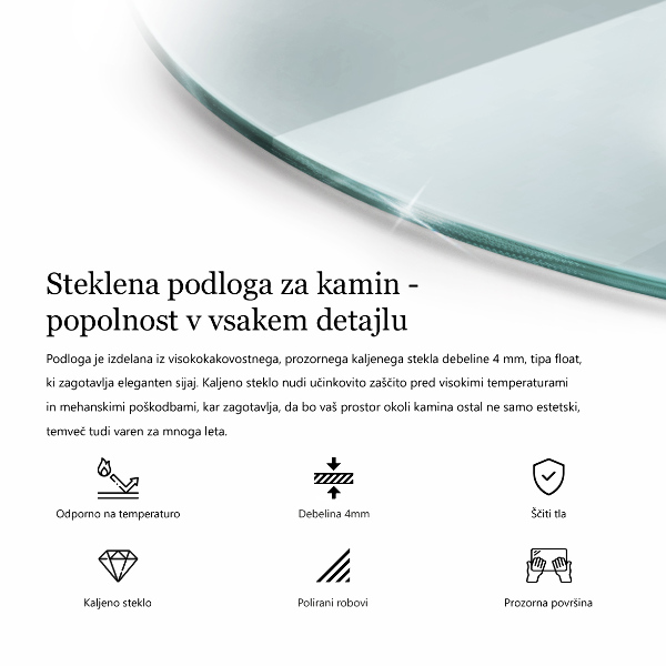 Corner glass hearth fi39 in (100 cm)