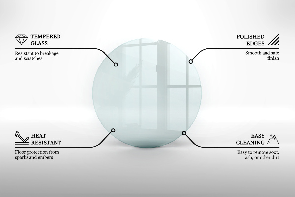 Corner glass hearth fi39 in (100 cm)