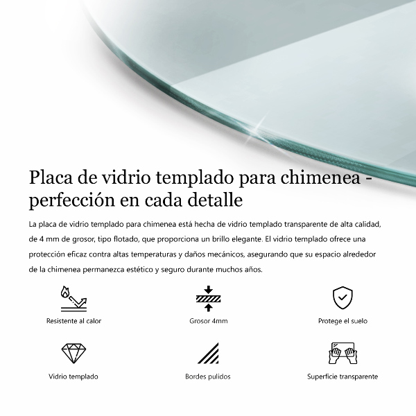 Corner glass hearth fi20 in (fi50 cm)