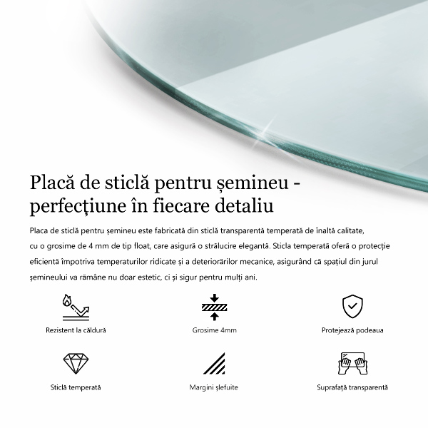 Corner glass hearth fi20 in (fi50 cm)