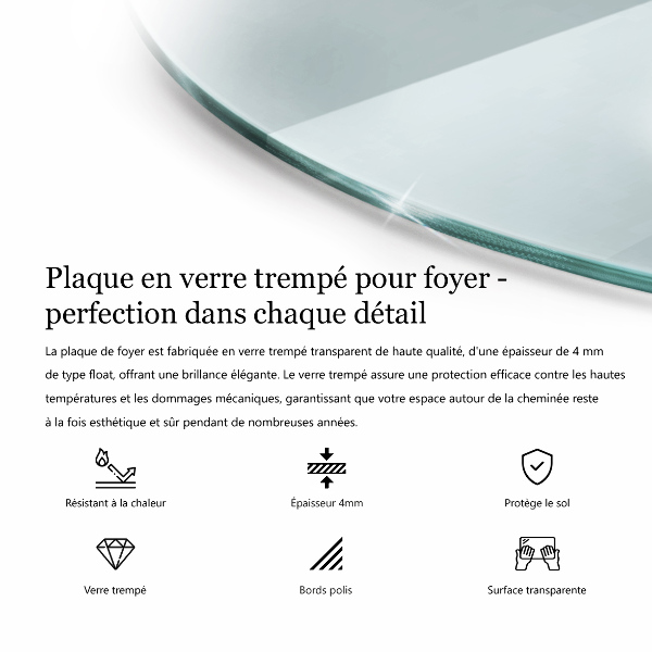 Corner glass hearth fi24 in (fi60 cm)