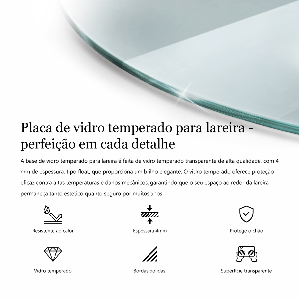 Corner glass hearth fi24 in (fi60 cm)