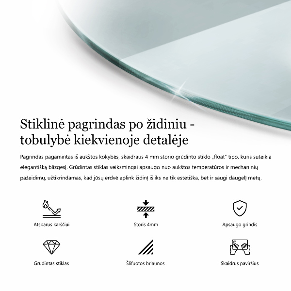 Corner glass hearth fi28 in (fi70 cm)