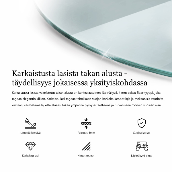 Corner glass hearth fi28 in (fi70 cm)