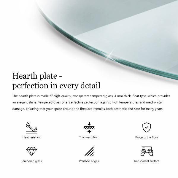 Corner glass hearth fi28 in (fi70 cm)