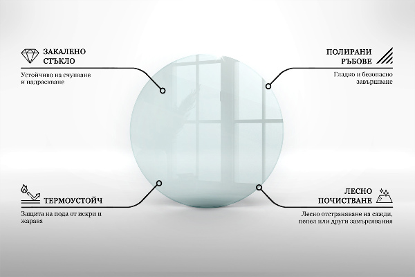 Corner glass hearth fi31 in (80 cm)