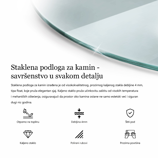 Corner glass hearth fi31 in (80 cm)