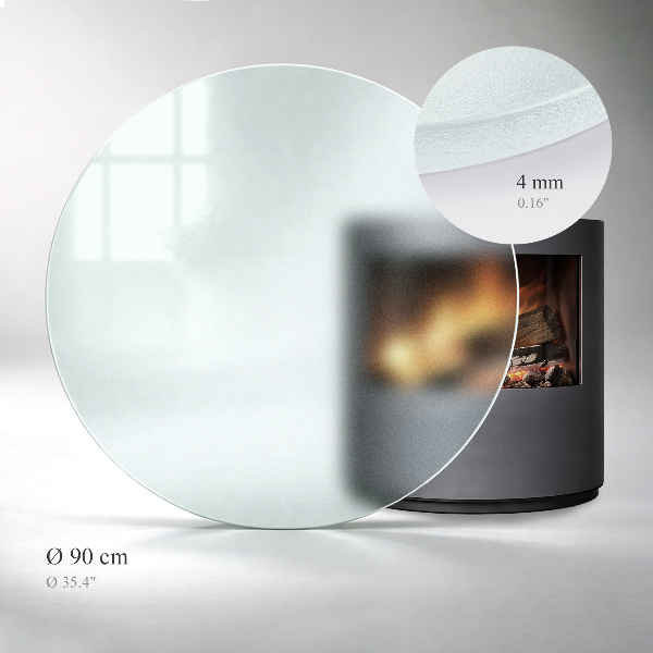 Round translucent fireplace pad fi35 in (fi 90 cm)