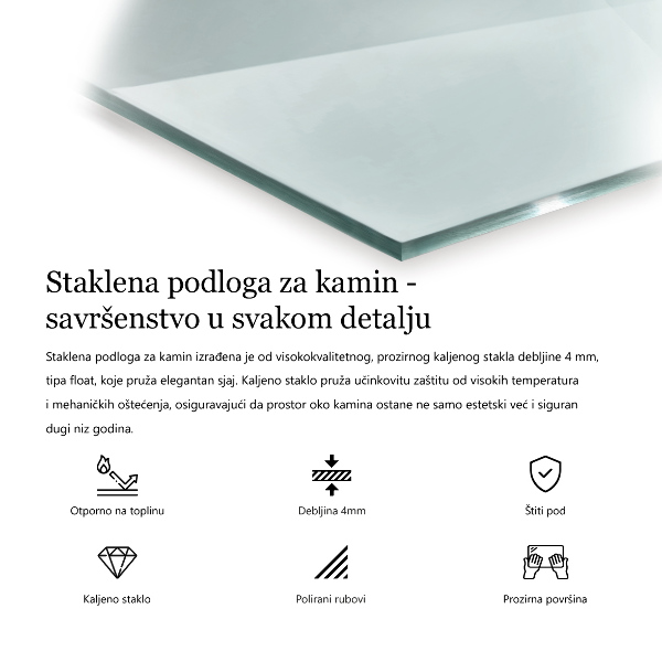 Glass wood burner hearth 39x28 in (100x70 cm)