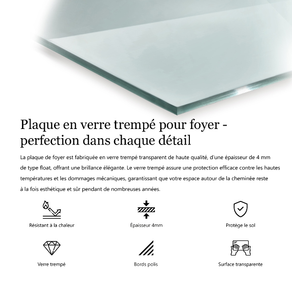 Glass hearth 47x24 in (120x60 cm)