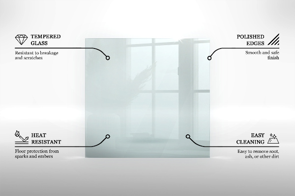 Glass wood burner hearth 55x28 in (140x70 cm)