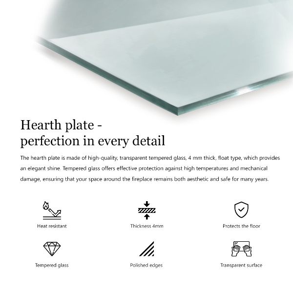 Glass wood burner hearth 55x28 in (140x70 cm)