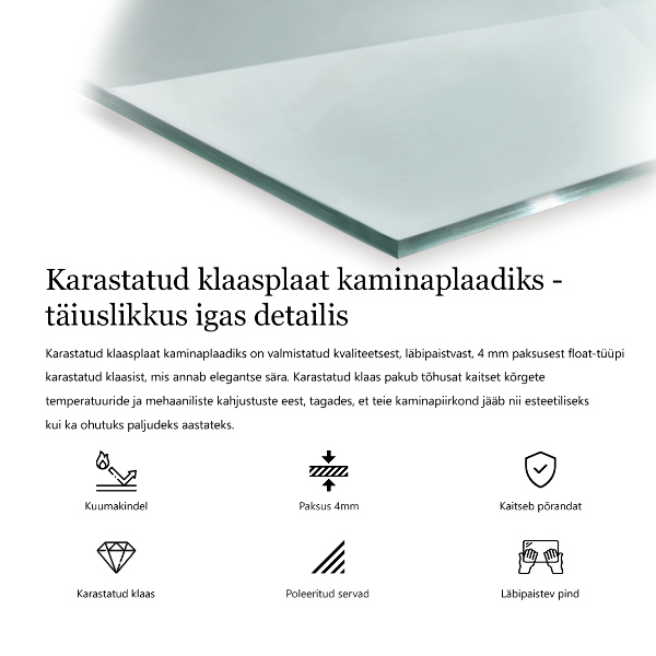 Glass wood burner hearth 24x16 in (60x40 cm)